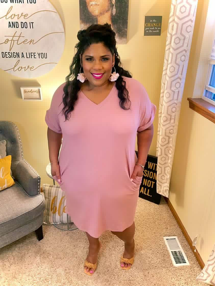 V's T-Shirt Dress Rose Color – V's Closet Boutique, image size:843x1124