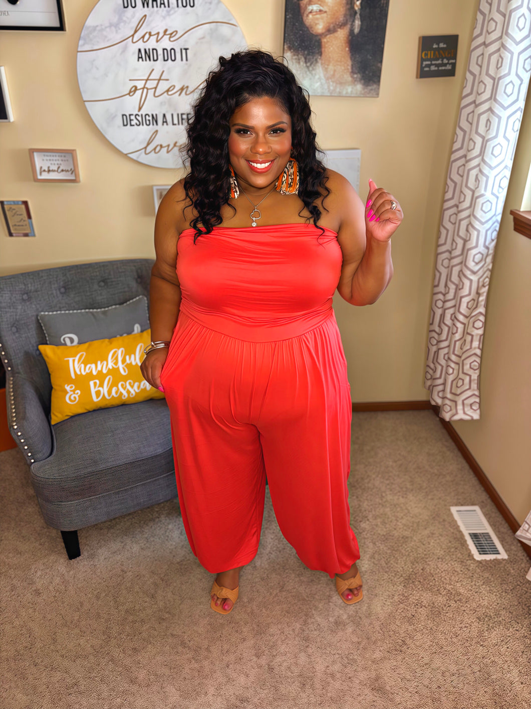 V’s Summer Jumpsuit Orange