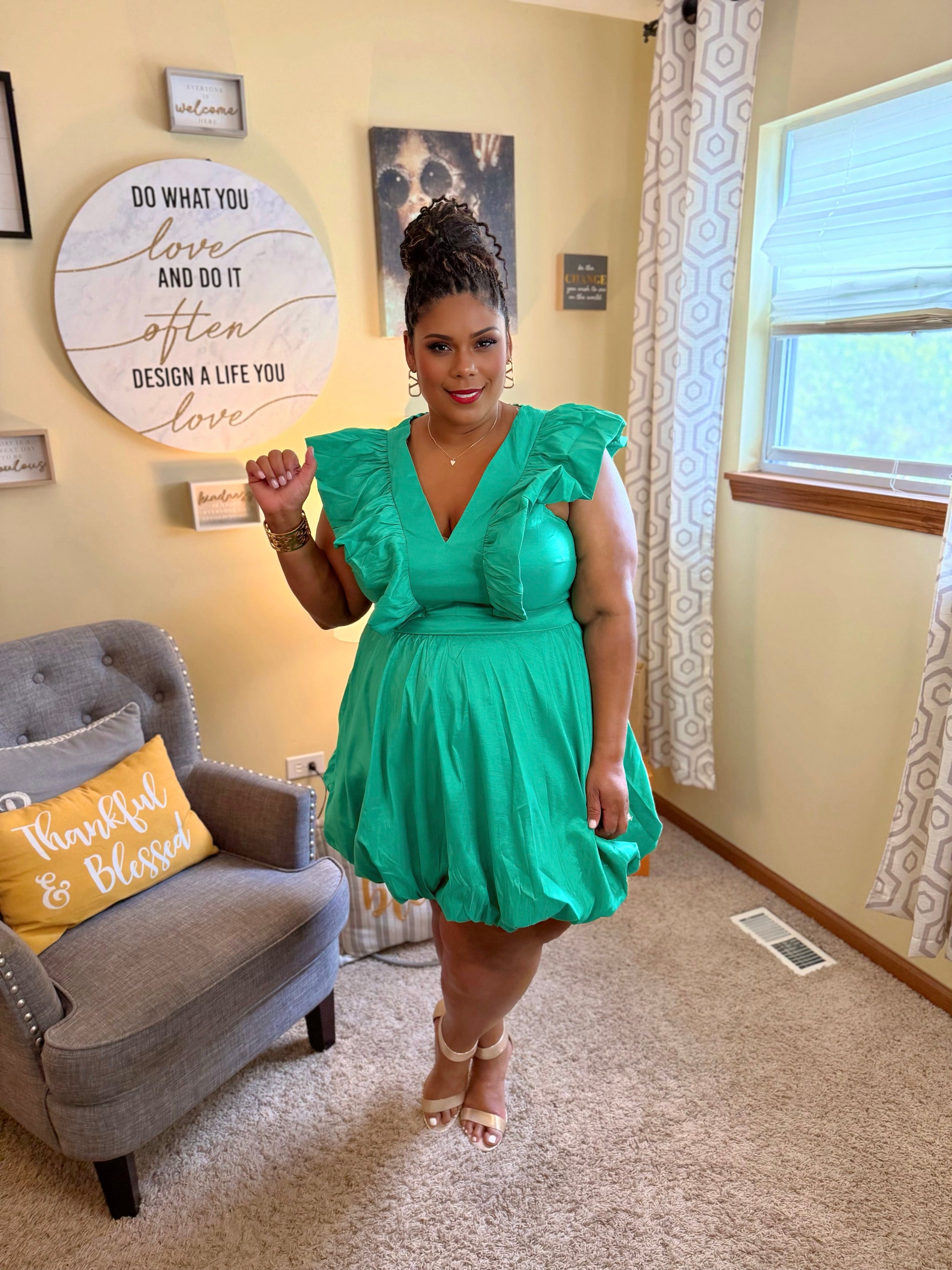 V's Having Fun Dress (Green) – V's Closet Boutique